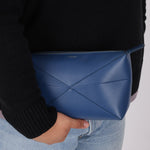 Loewe Blue Calfskin Puzzle Fold Wash Bag - FashioNica