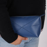 Loewe Blue Calfskin Puzzle Fold Wash Bag - FashioNica