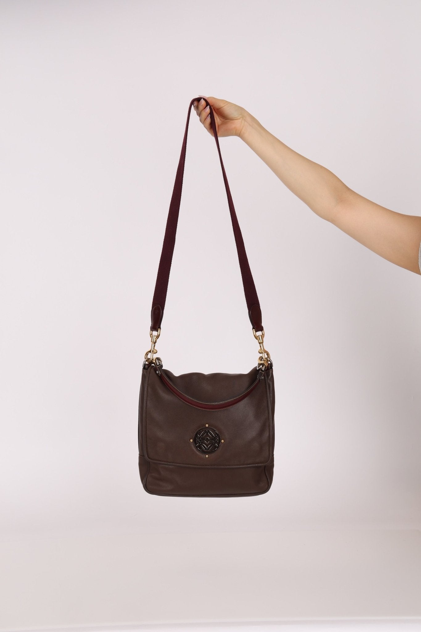 Loewe Brown Maia Anagram Tote Bag w/ Strap - FashioNica