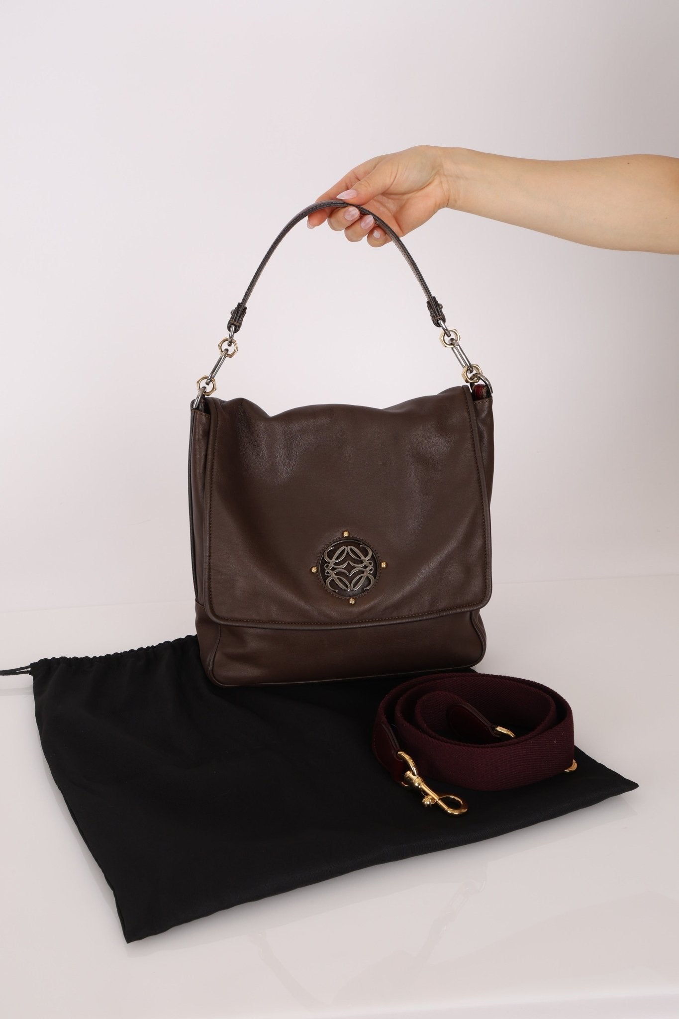 Loewe Brown Maia Anagram Tote Bag w/ Strap - FashioNica