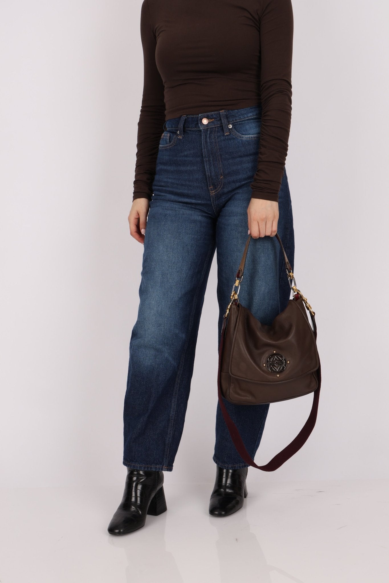 Loewe Brown Maia Anagram Tote Bag w/ Strap - FashioNica