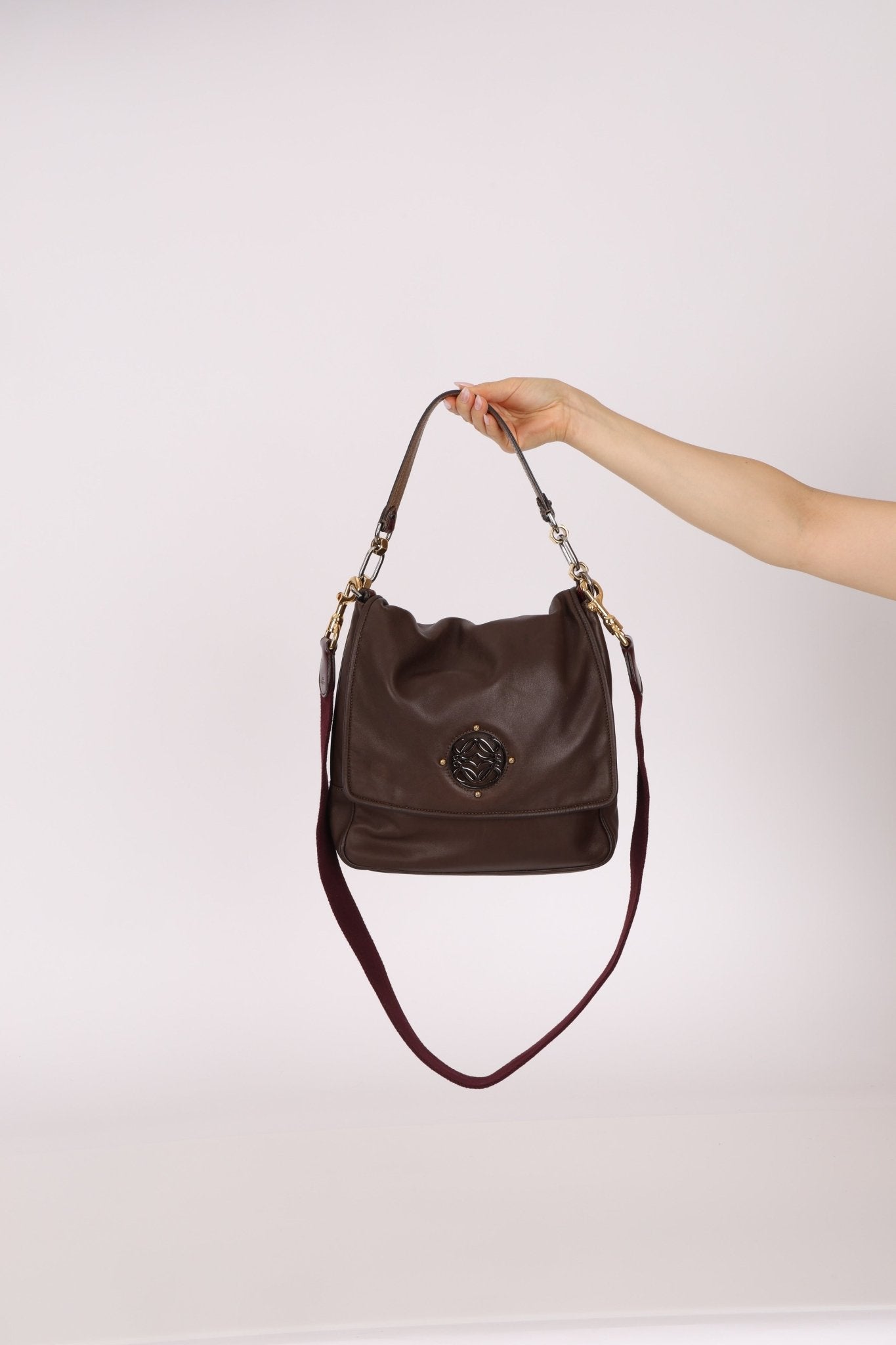Loewe Brown Maia Anagram Tote Bag w/ Strap - FashioNica