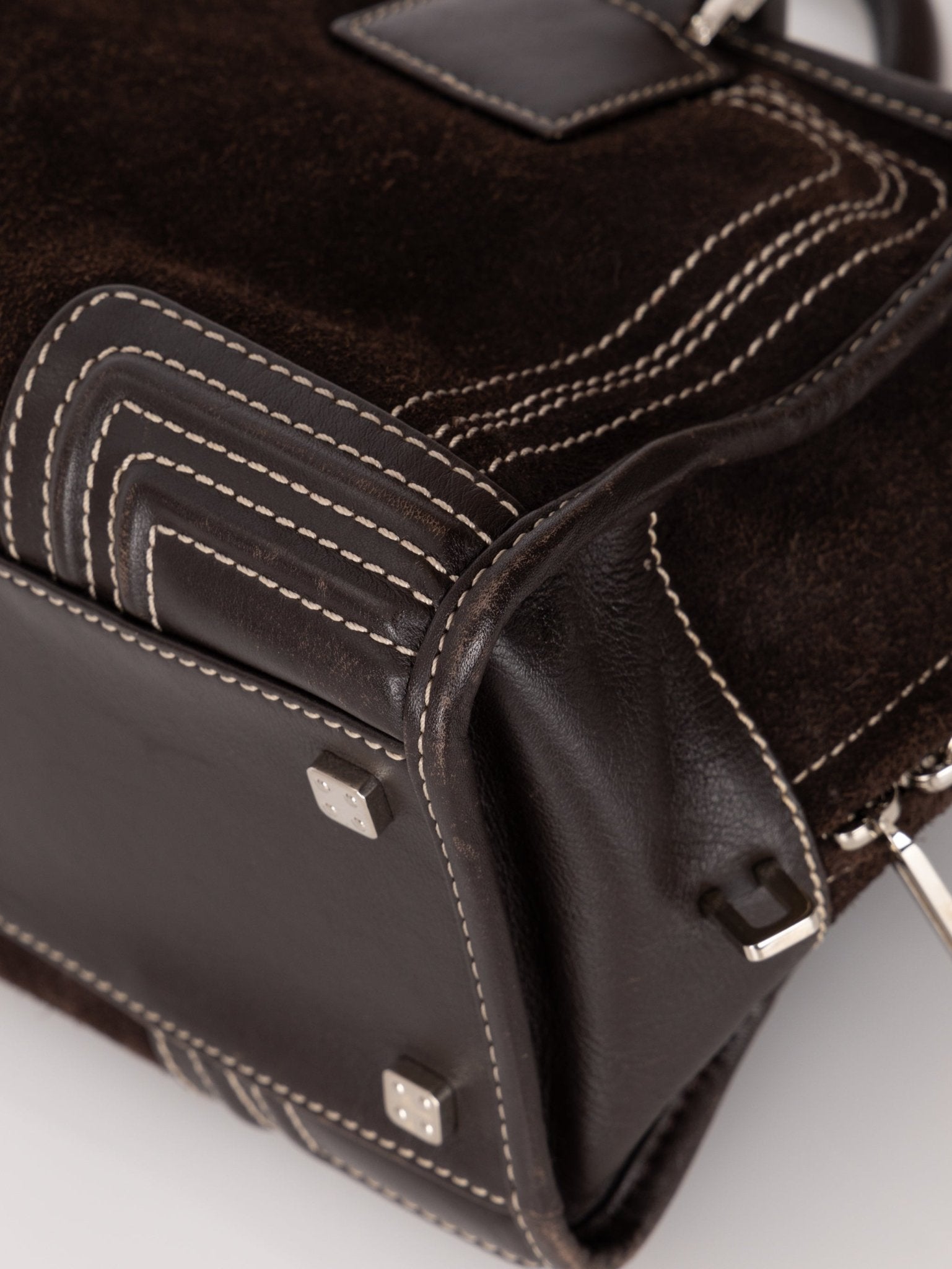 Loewe Brown Suede Contrast Stitch Amazona - FashioNica