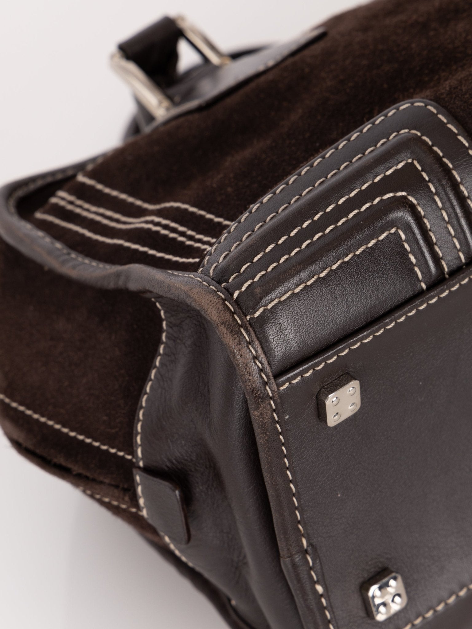 Loewe Brown Suede Contrast Stitch Amazona - FashioNica