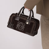 Loewe Brown Suede Contrast Stitch Amazona - FashioNica