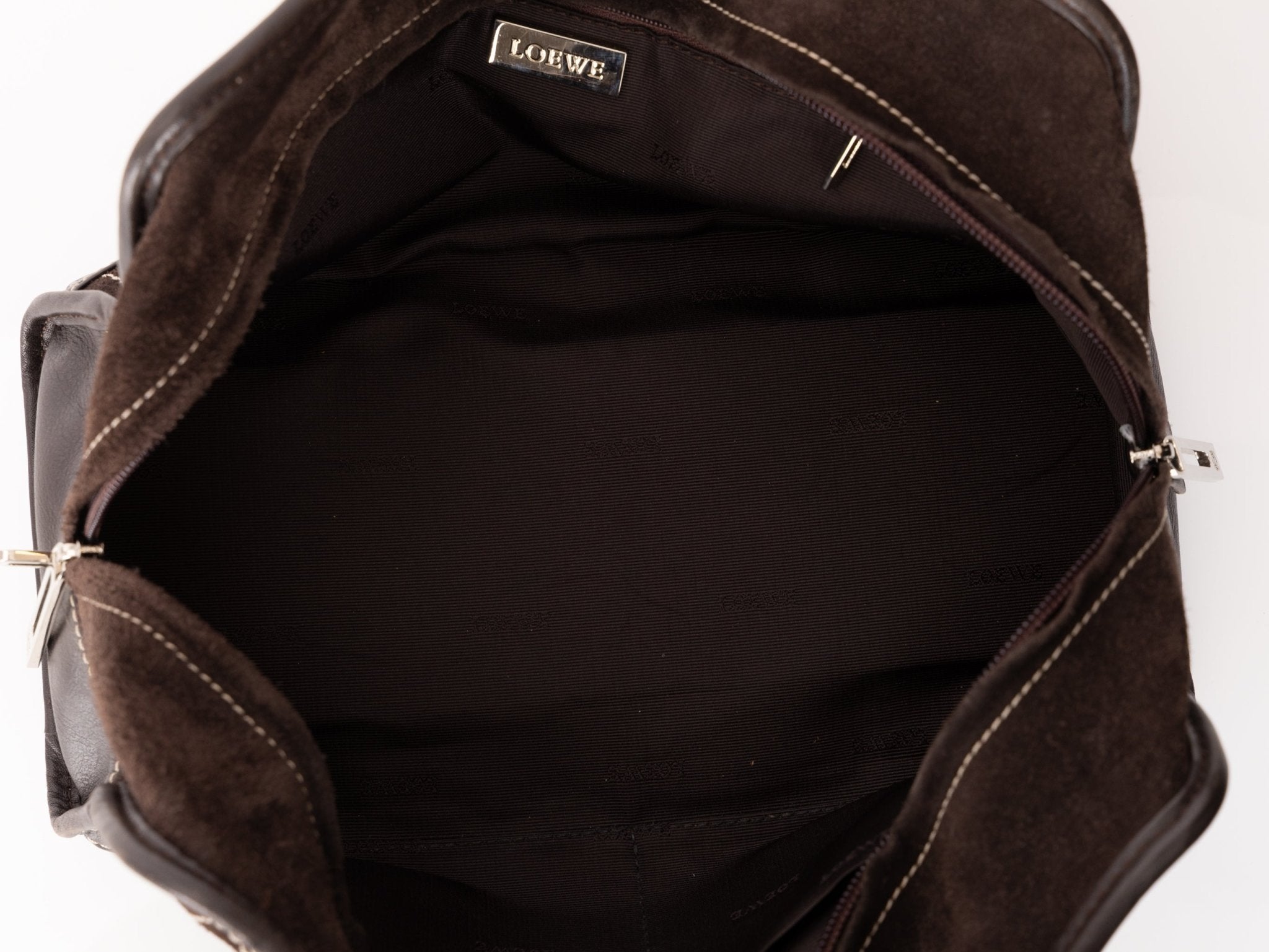 Loewe Brown Suede Contrast Stitch Amazona - FashioNica