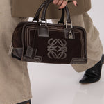 Loewe Brown Suede Contrast Stitch Amazona - FashioNica
