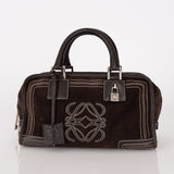 Loewe Brown Suede Contrast Stitch Amazona - FashioNica