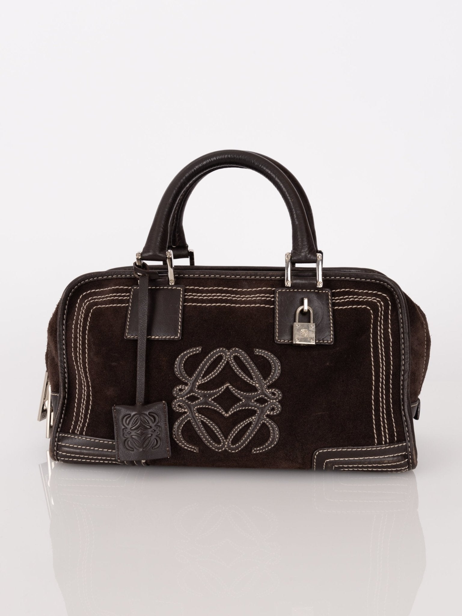 Loewe Brown Suede Contrast Stitch Amazona - FashioNica