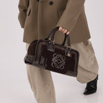 Loewe Brown Suede Contrast Stitch Amazona - FashioNica
