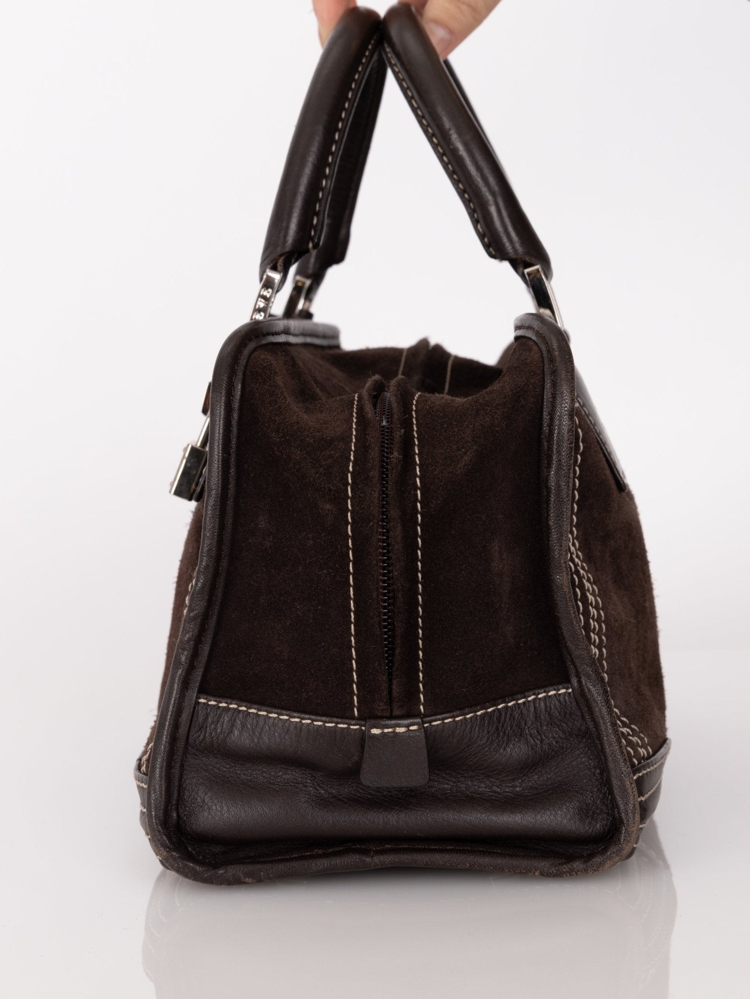 Loewe Brown Suede Contrast Stitch Amazona - FashioNica