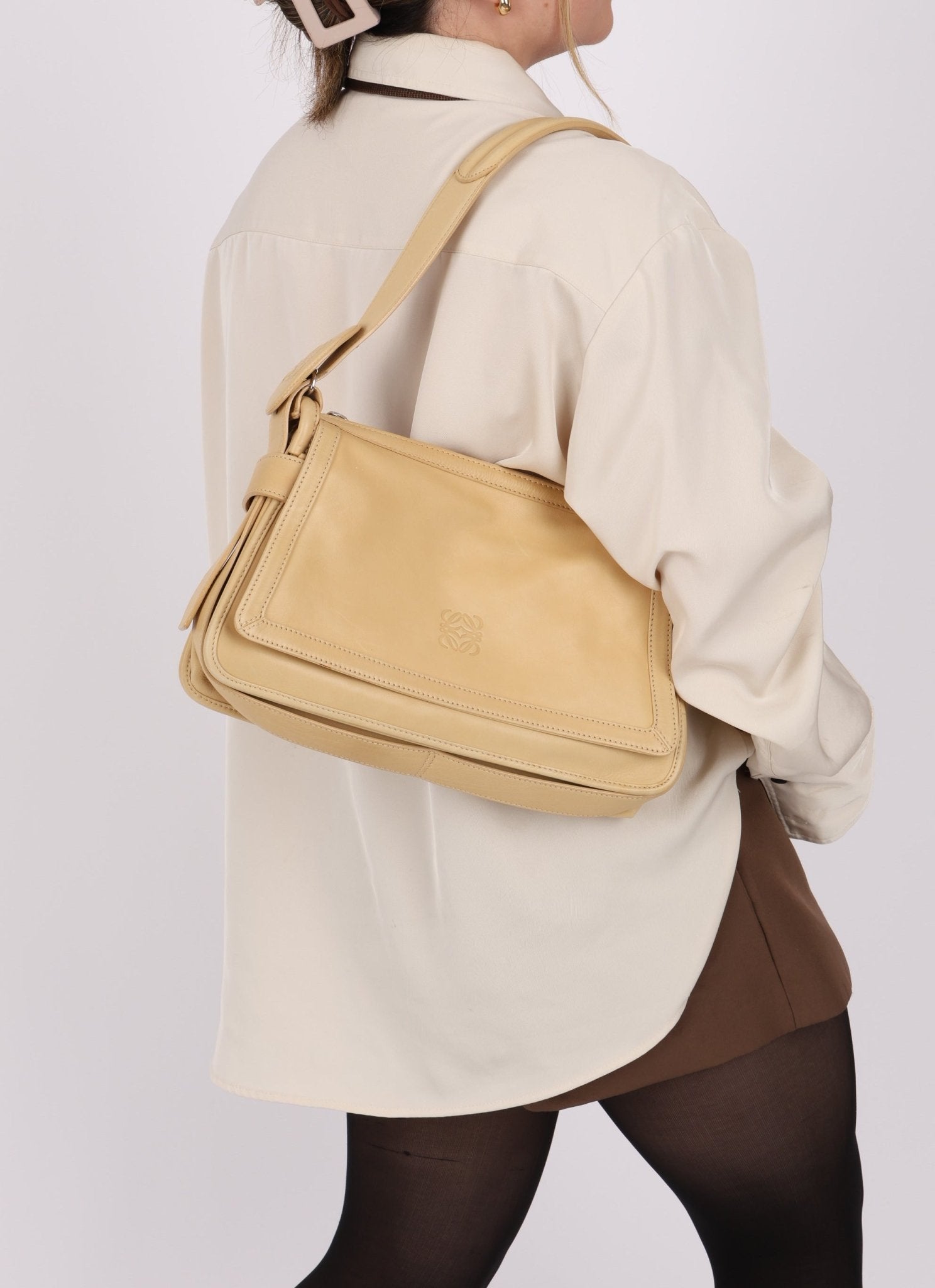 Loewe Butter Anagram Shoulder Bag - FashioNica