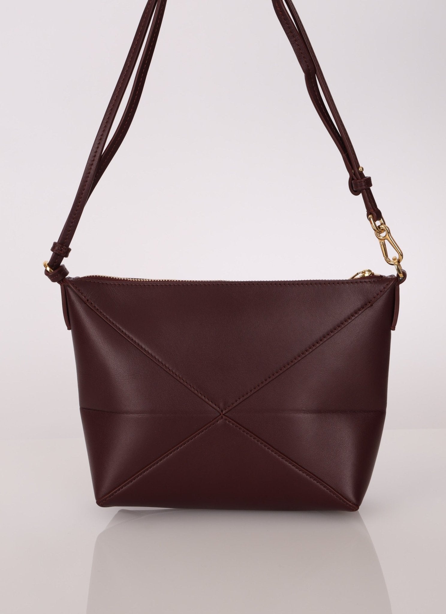 Loewe Calfskin Dark Burgundy Fold Pouch - FashioNica