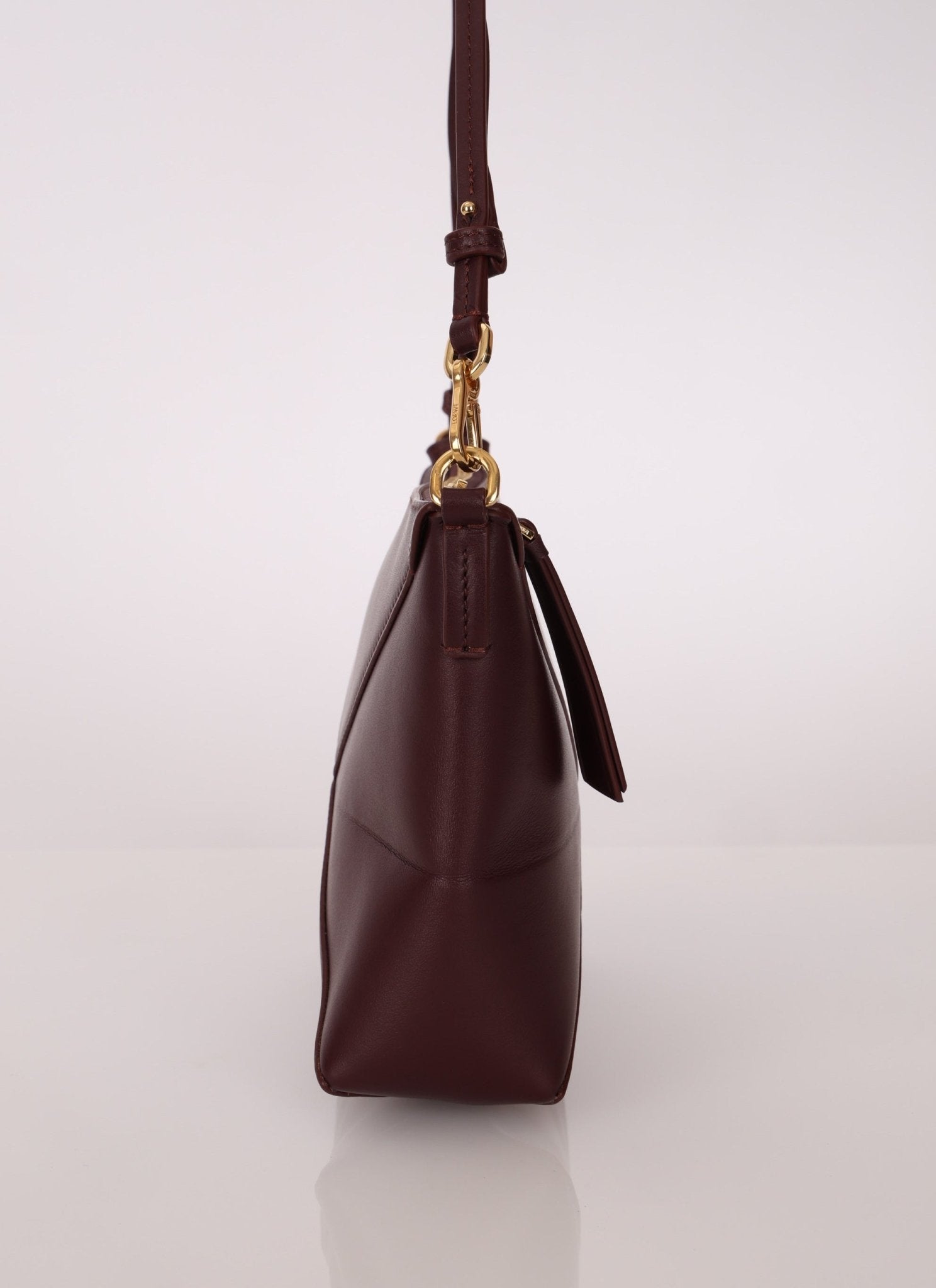 Loewe Calfskin Dark Burgundy Fold Pouch - FashioNica