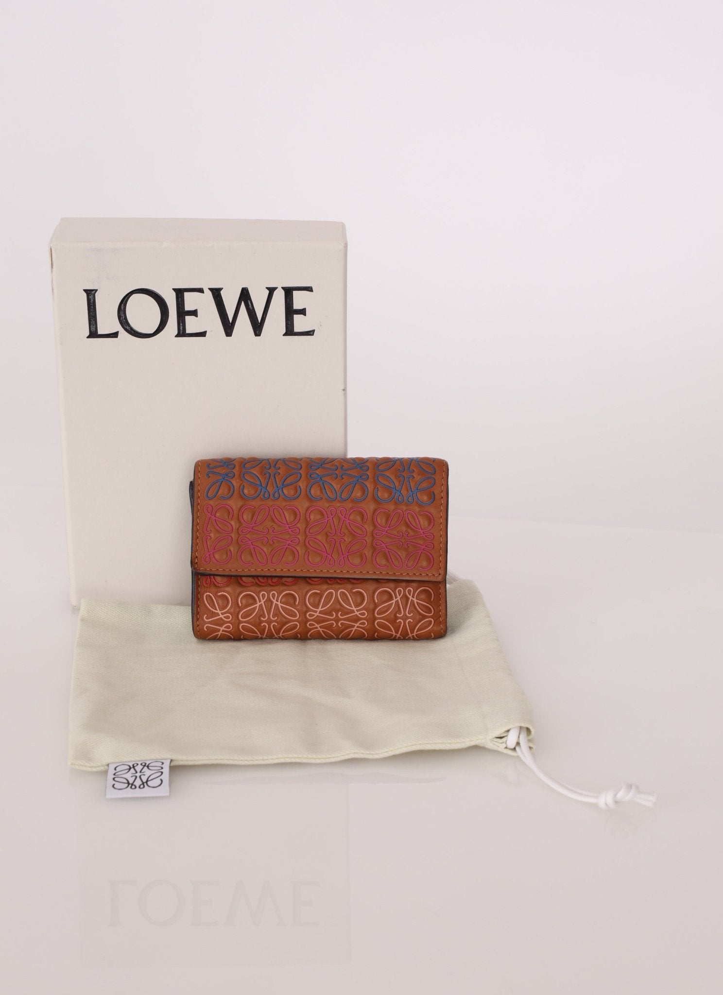 Loewe Calfskin Multicolor Anagram Trifold Wallet - FashioNica
