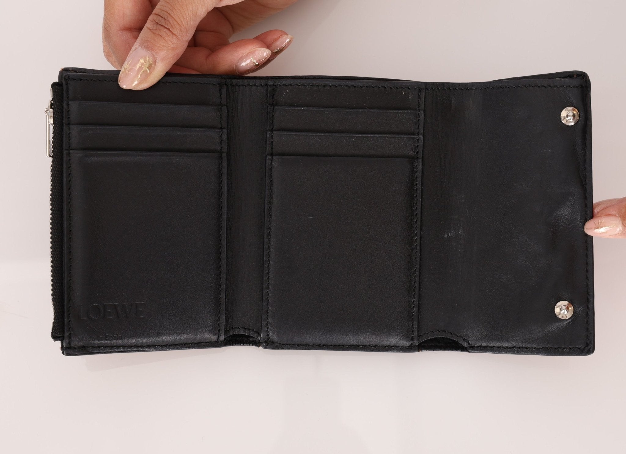 Loewe Calfskin Multicolor Anagram Trifold Wallet - FashioNica