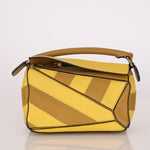 Loewe Calfskin Yellow & Ochre Striped Mini Puzzle - FashioNica