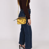 Loewe Calfskin Yellow & Ochre Striped Mini Puzzle - FashioNica