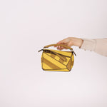 Loewe Calfskin Yellow & Ochre Striped Mini Puzzle - FashioNica
