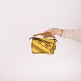 Loewe Calfskin Yellow & Ochre Striped Mini Puzzle - FashioNica