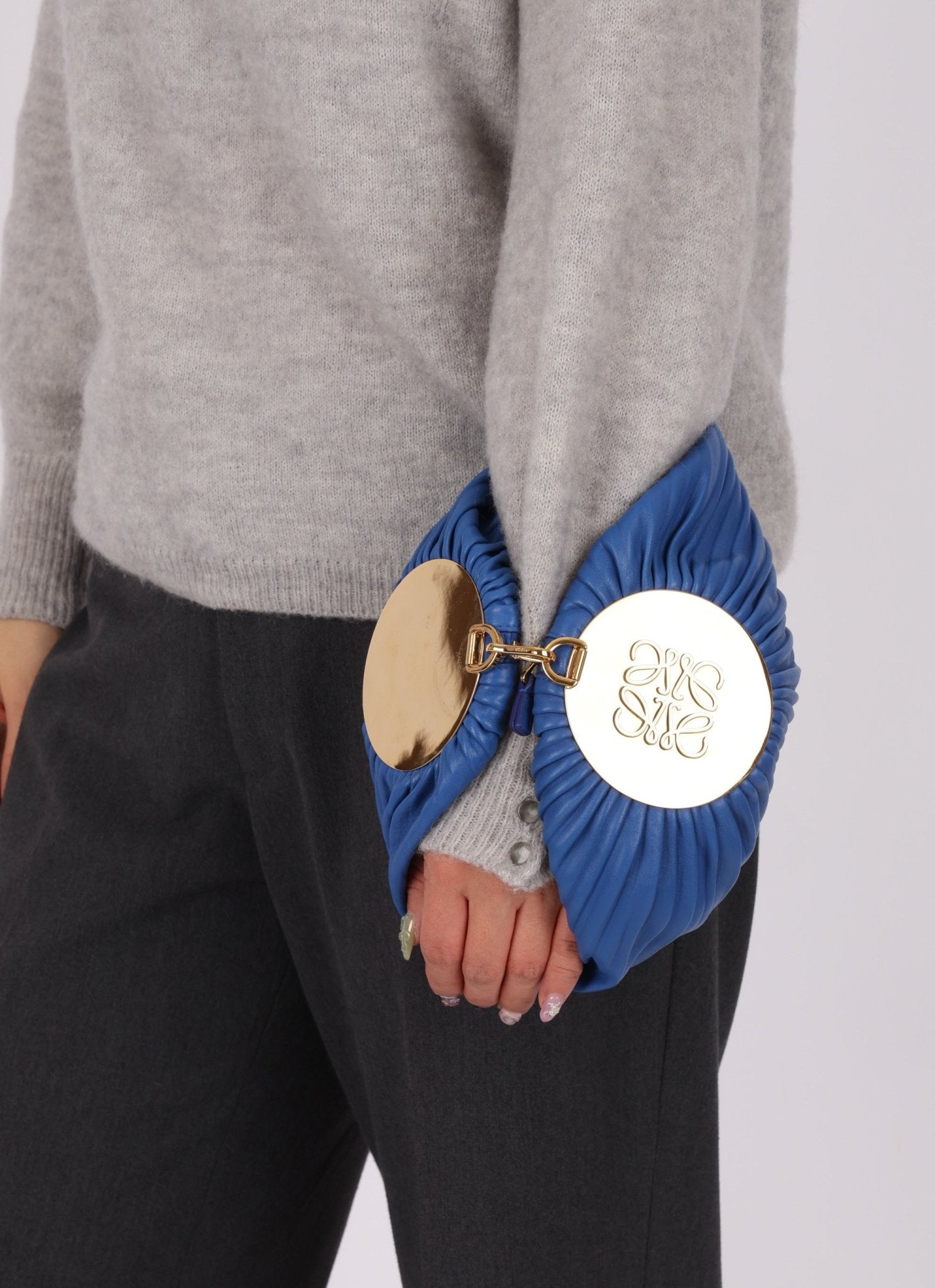 Loewe Cobalt Pleated Leather Bracelet Pouch - FashioNica