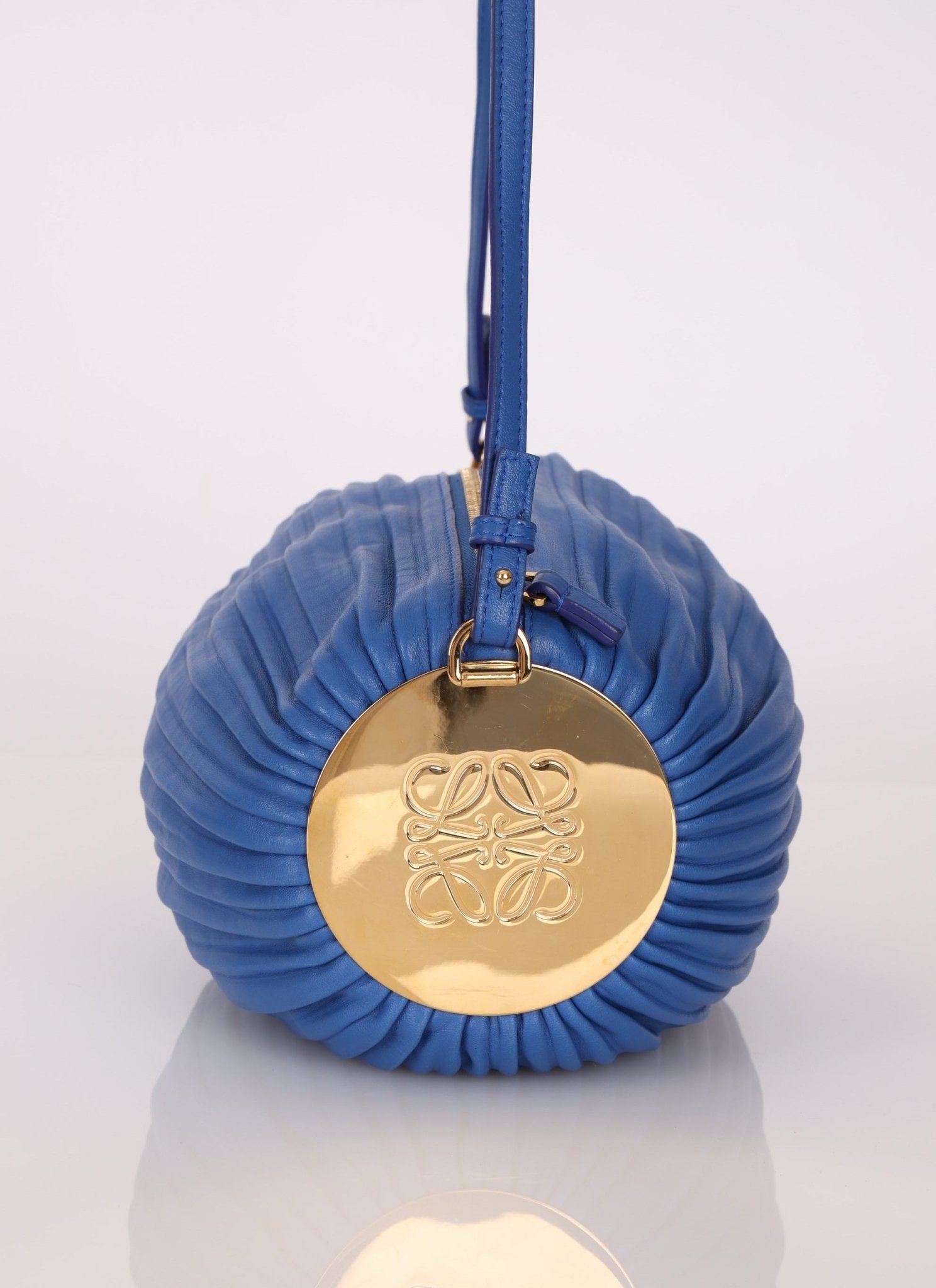 Loewe Cobalt Pleated Leather Bracelet Pouch - FashioNica