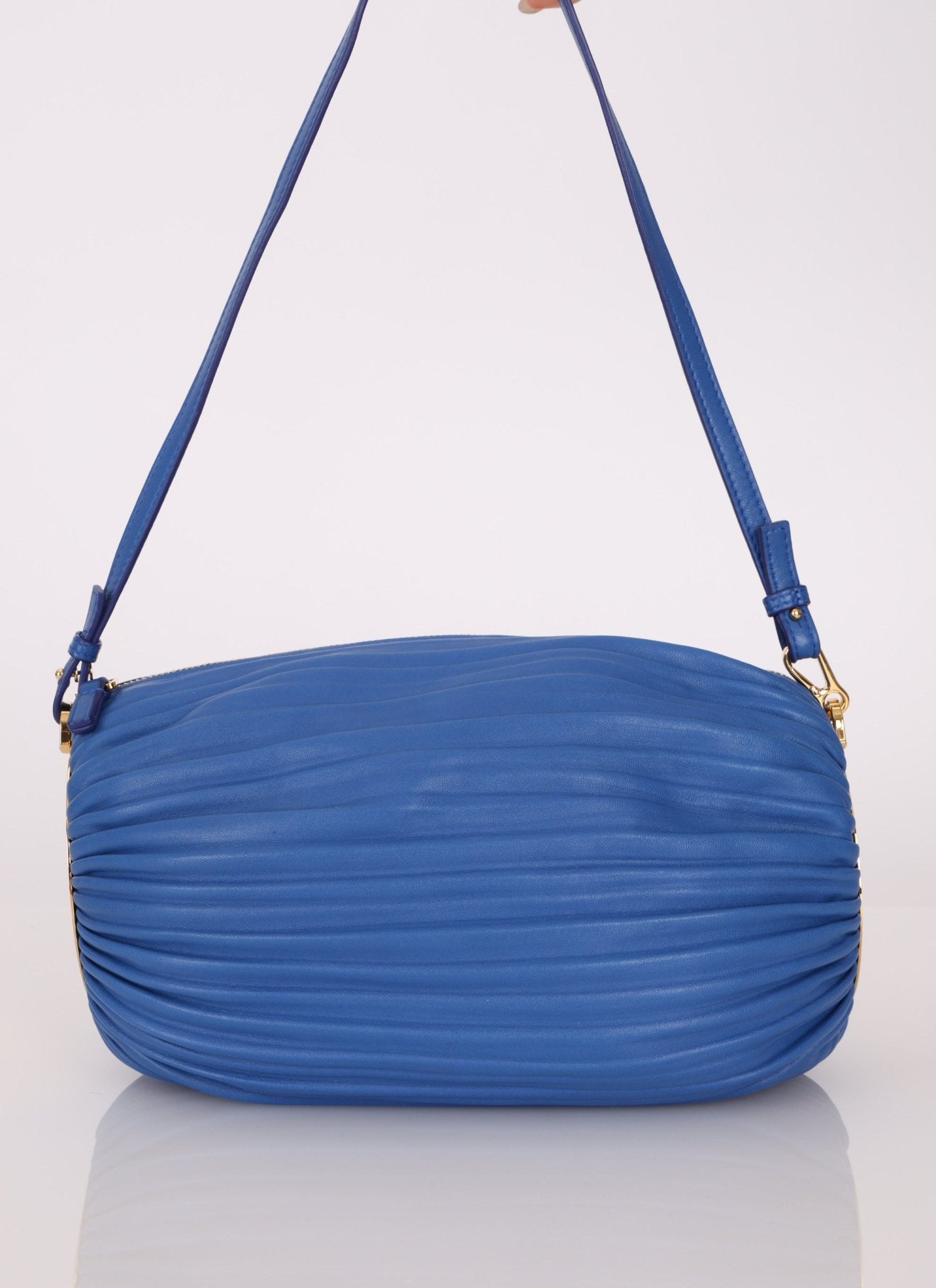 Loewe Cobalt Pleated Leather Bracelet Pouch - FashioNica