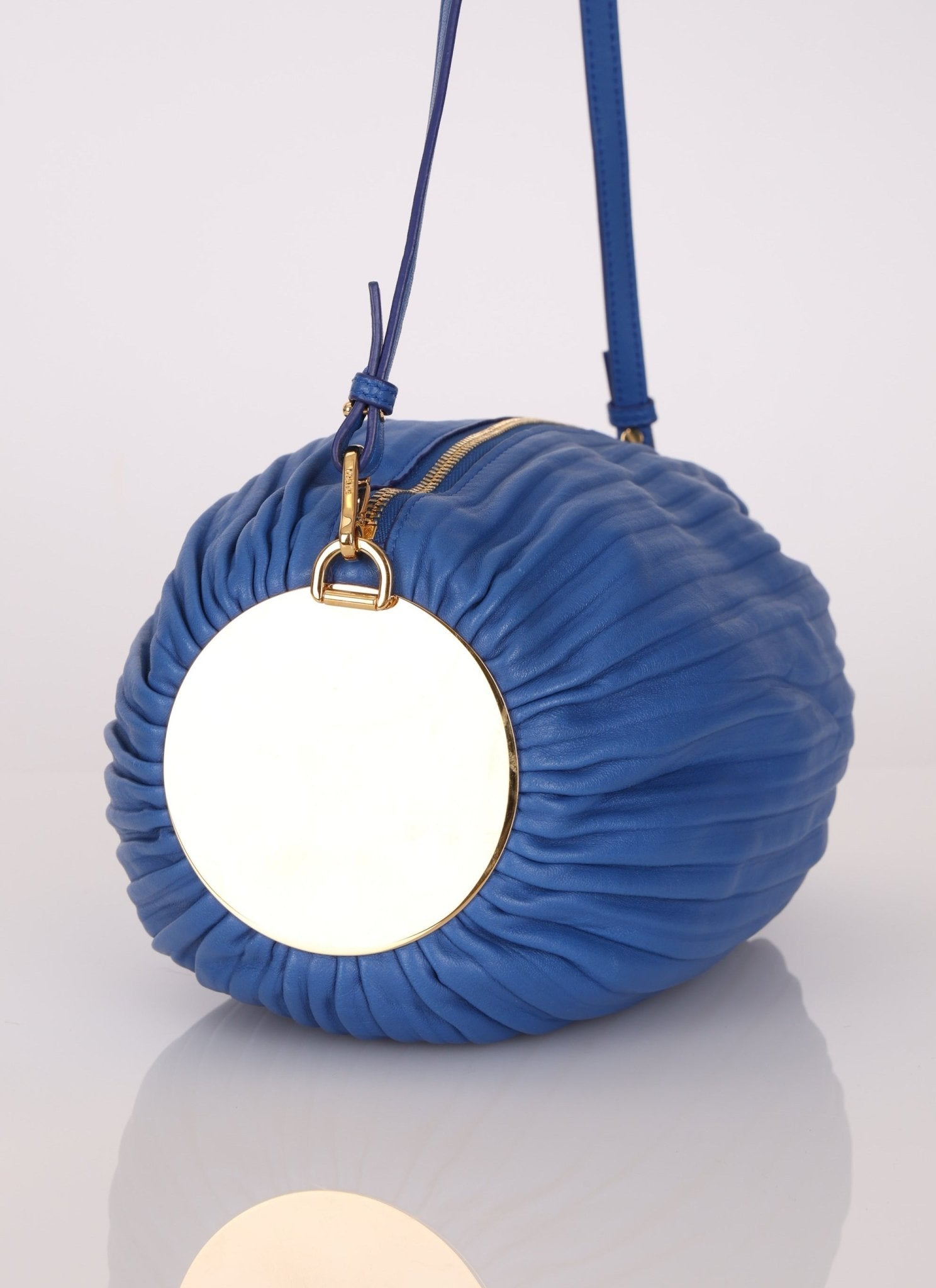 Loewe Cobalt Pleated Leather Bracelet Pouch - FashioNica