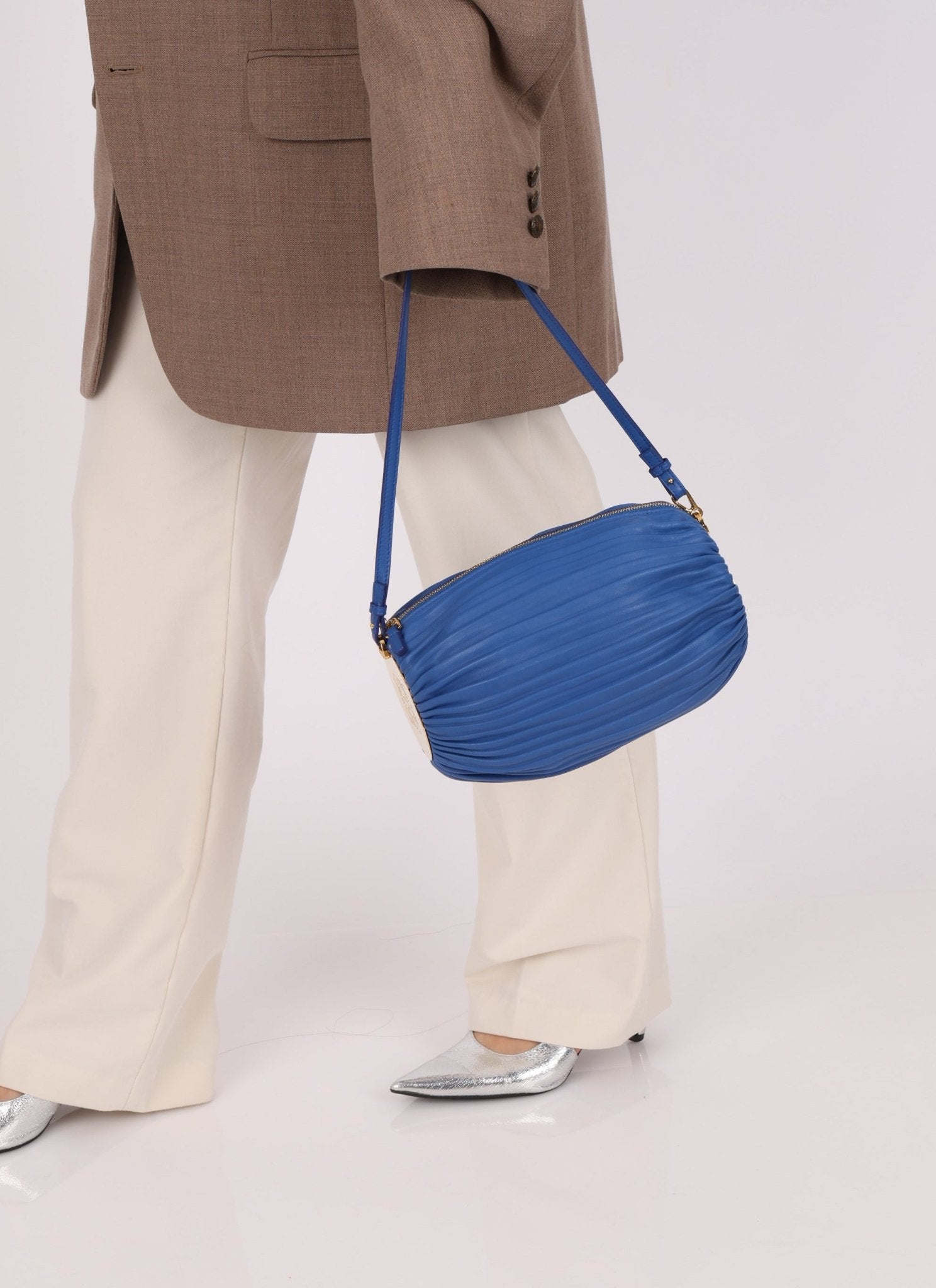 Loewe Cobalt Pleated Leather Bracelet Pouch - FashioNica