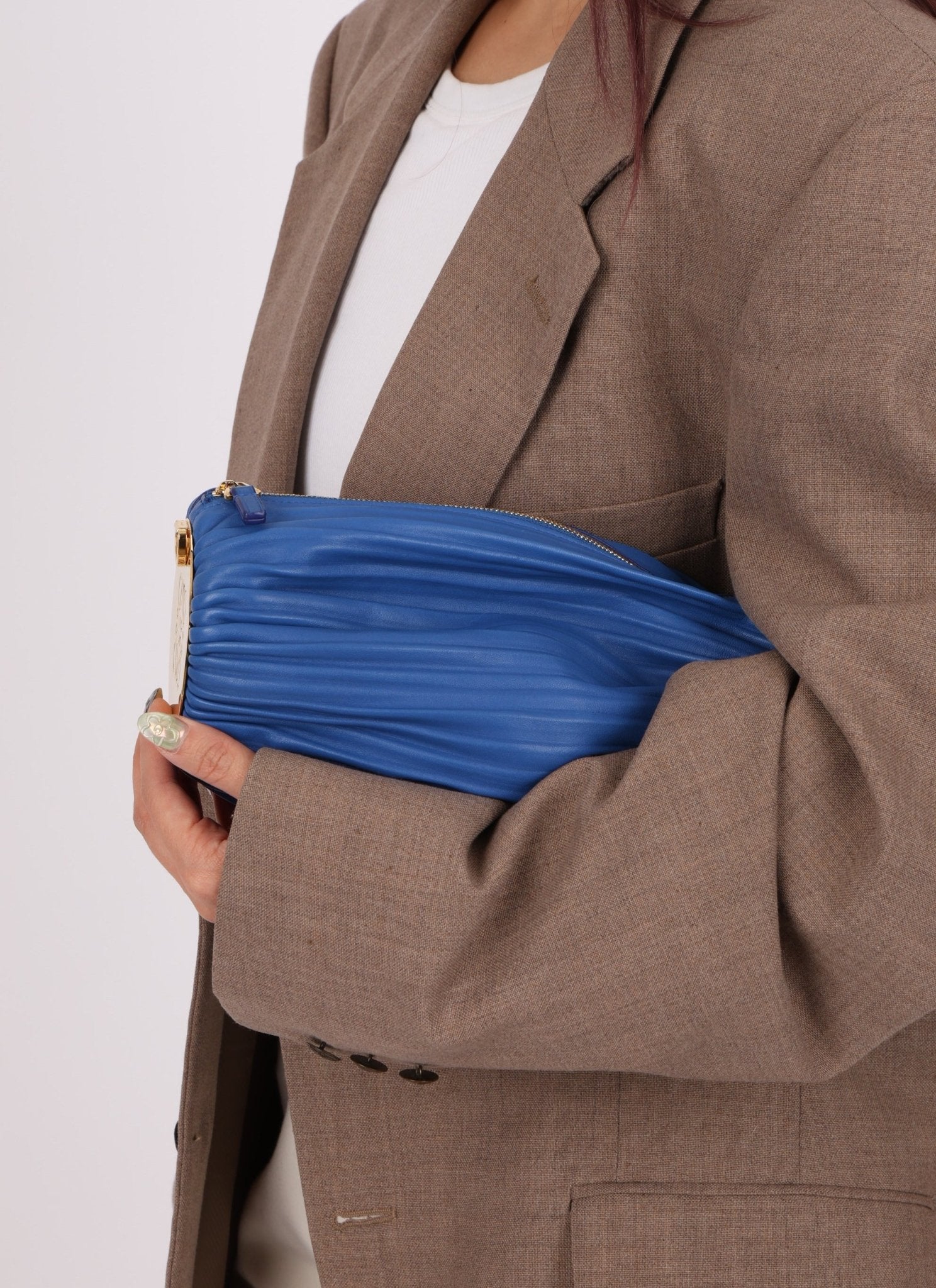 Loewe Cobalt Pleated Leather Bracelet Pouch - FashioNica