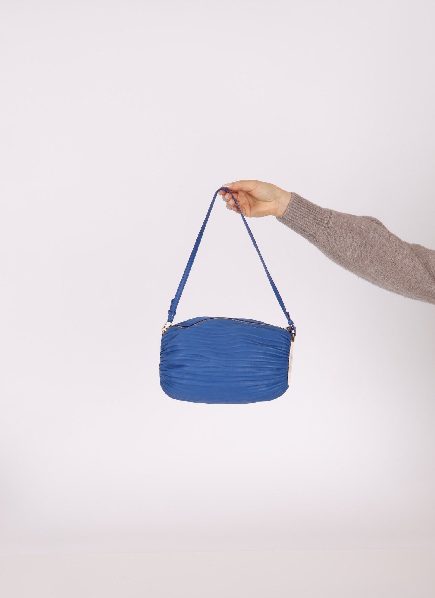 Loewe Cobalt Pleated Leather Bracelet Pouch - FashioNica