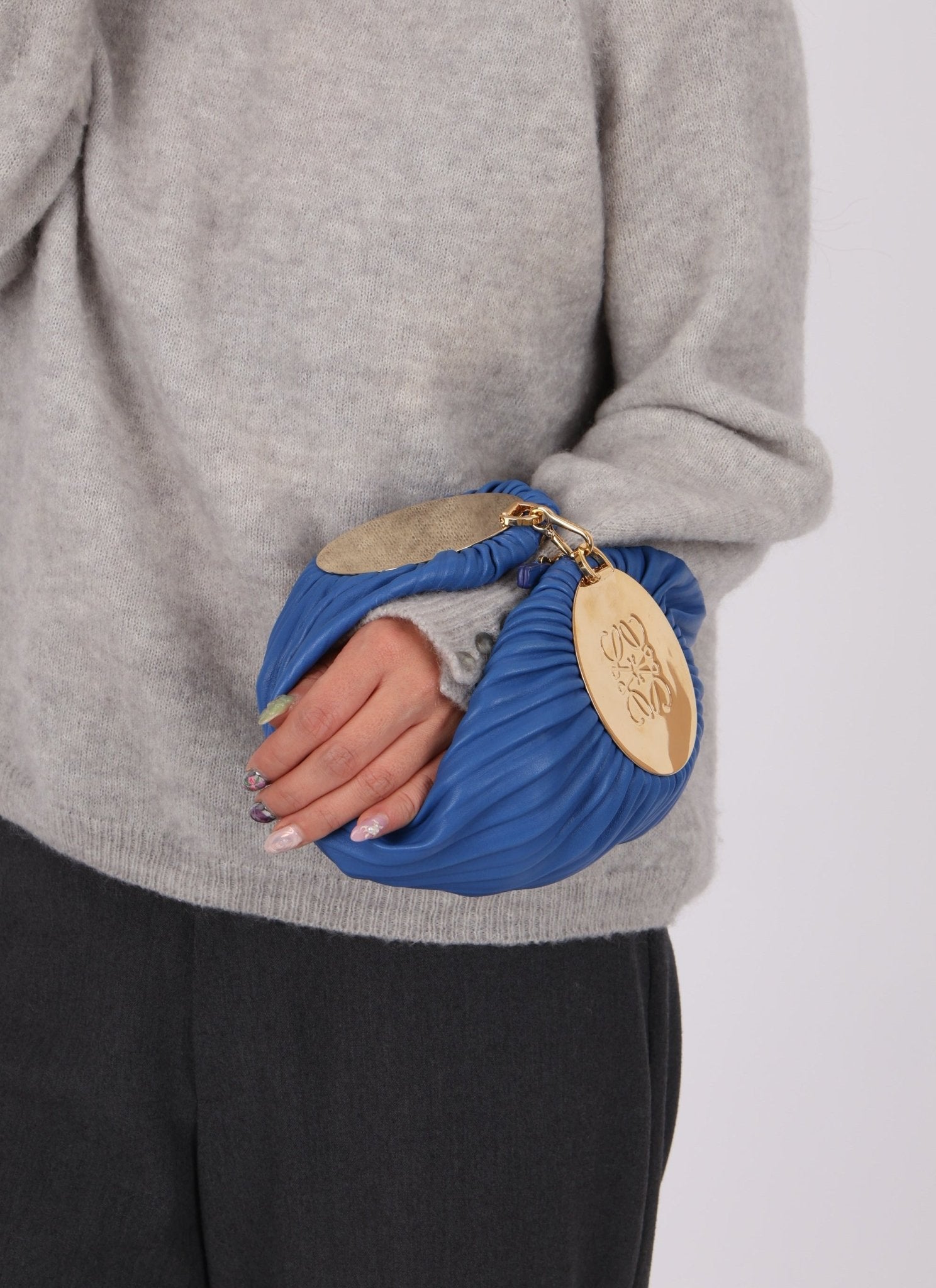 Loewe Cobalt Pleated Leather Bracelet Pouch - FashioNica
