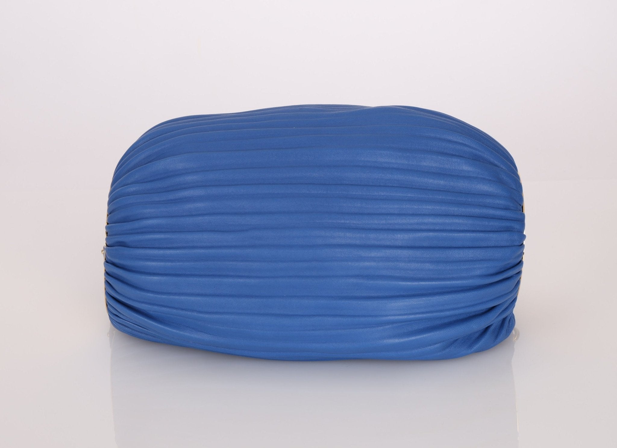 Loewe Cobalt Pleated Leather Bracelet Pouch - FashioNica