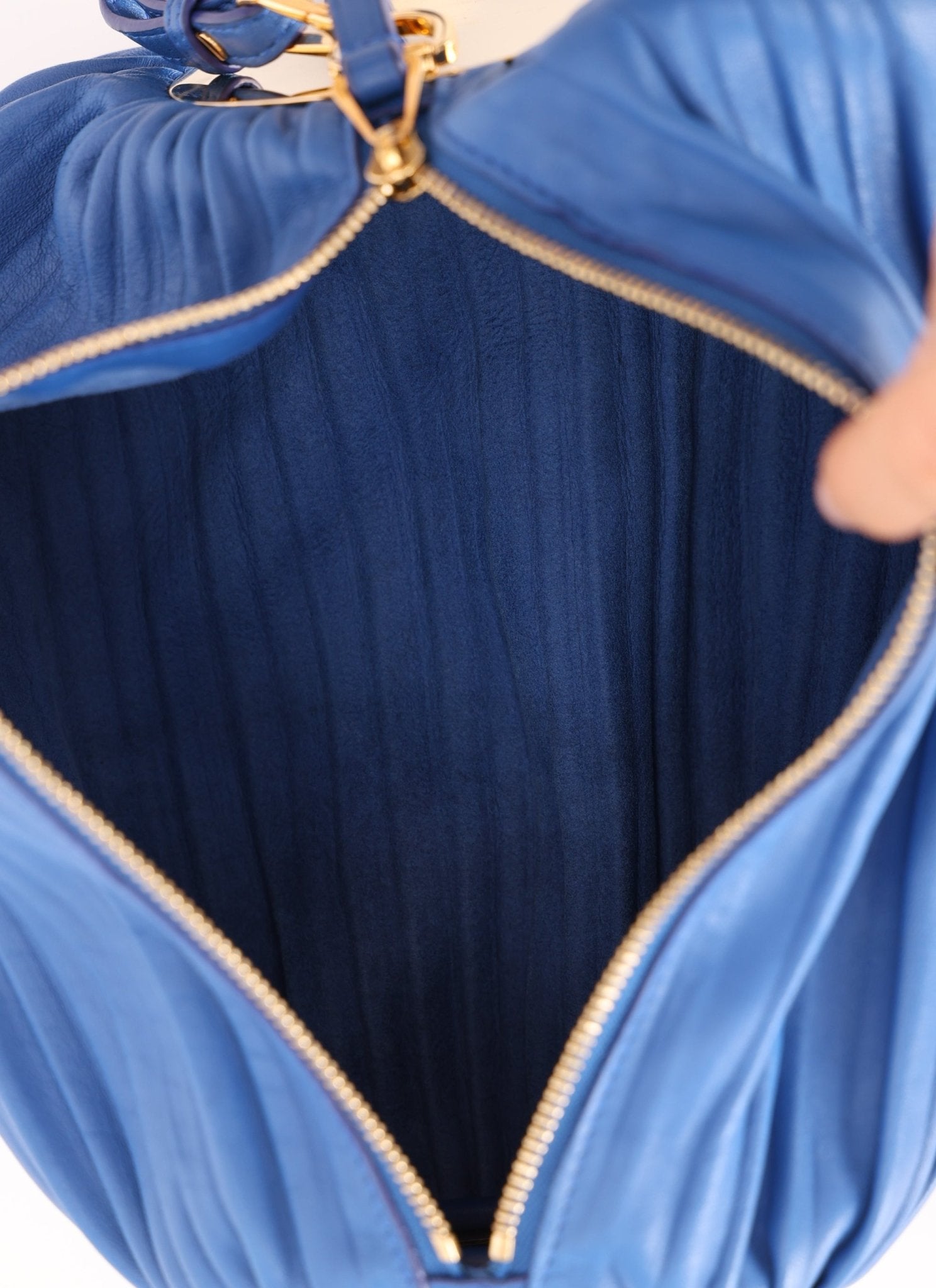 Loewe Cobalt Pleated Leather Bracelet Pouch - FashioNica