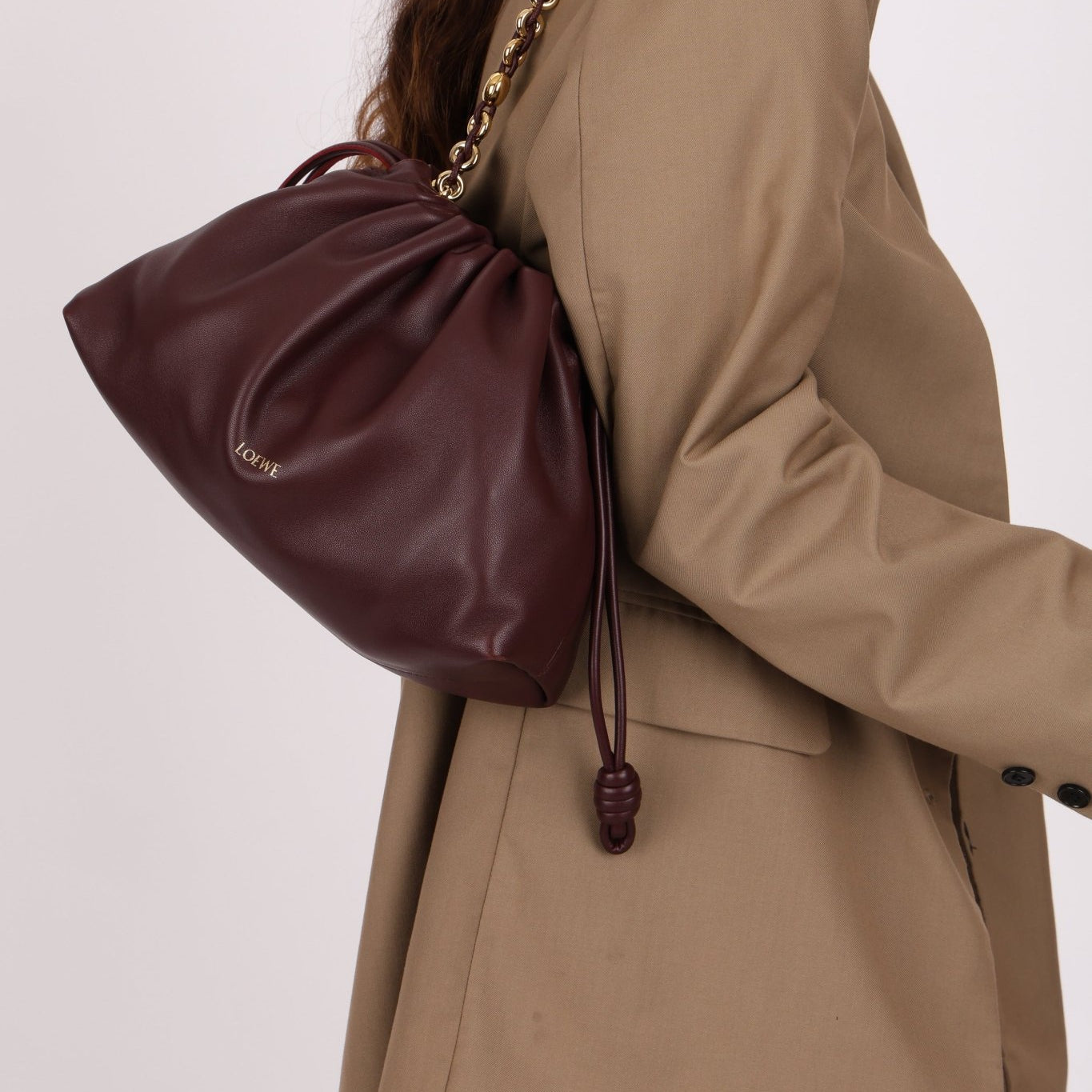 Loewe Dark Burgundy Medium Flamenco w/ Donut Chain - FashioNica