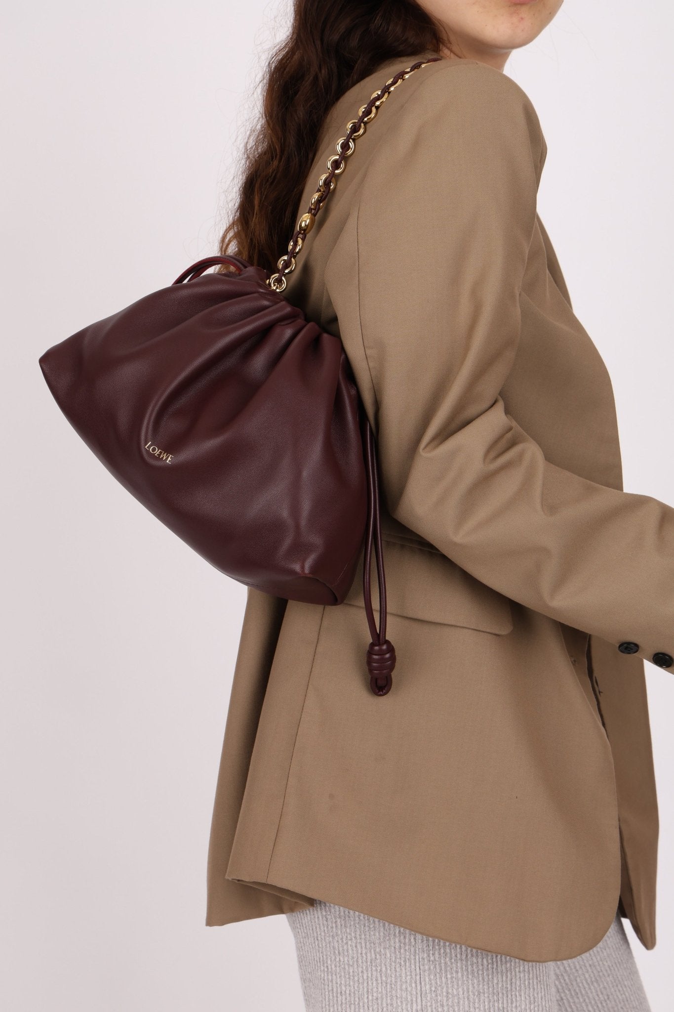 Loewe Dark Burgundy Medium Flamenco w/ Donut Chain - FashioNica