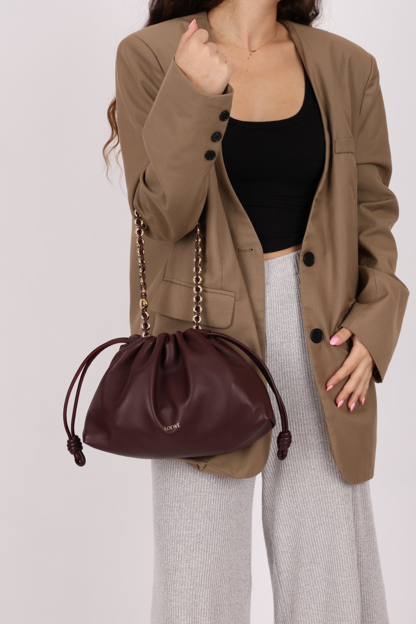 Loewe Dark Burgundy Medium Flamenco w/ Donut Chain - FashioNica