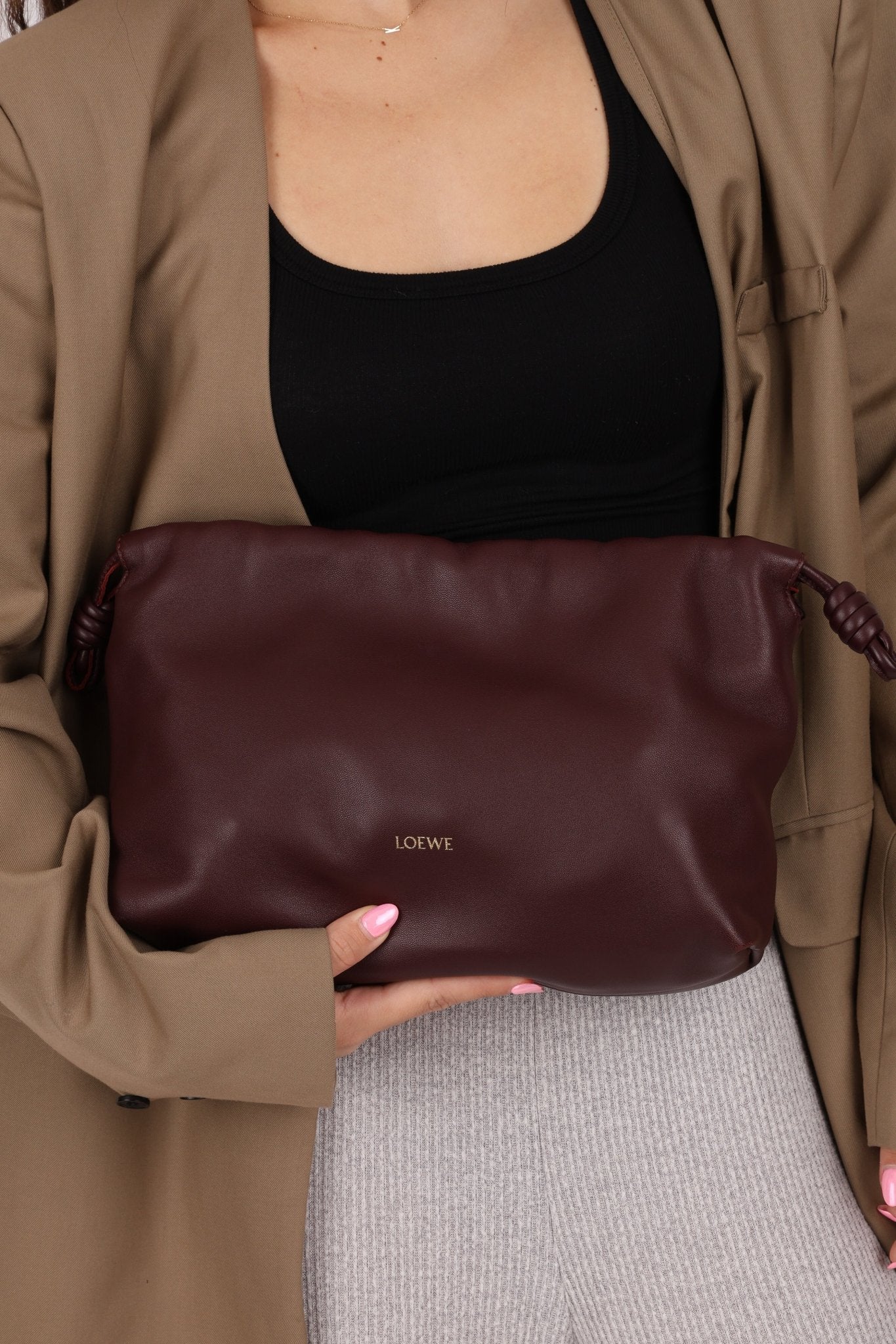 Loewe Dark Burgundy Medium Flamenco w/ Donut Chain - FashioNica