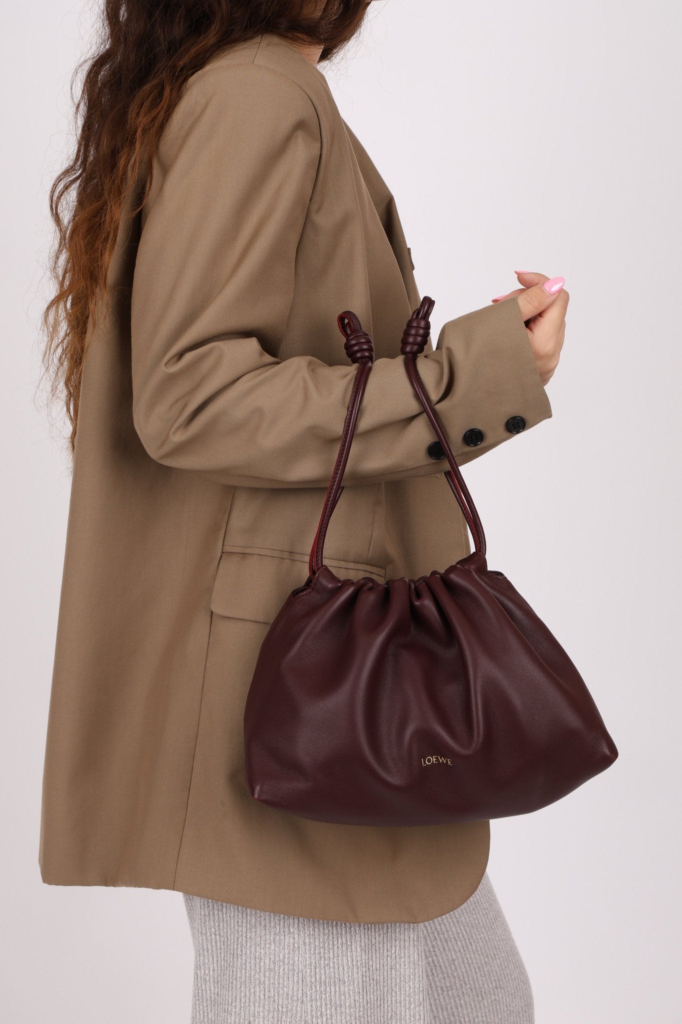 Loewe Dark Burgundy Medium Flamenco w/ Donut Chain - FashioNica