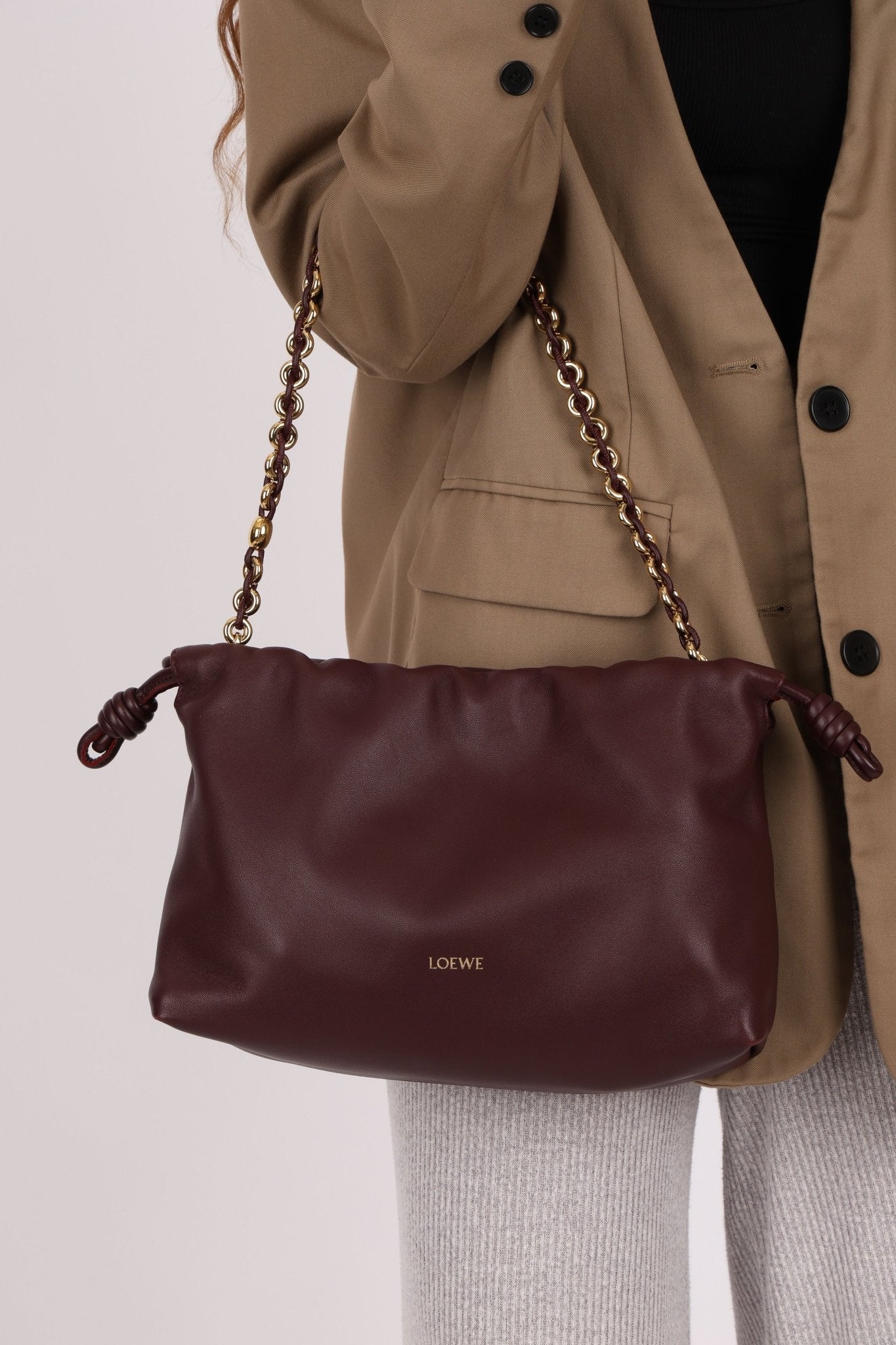 Loewe Dark Burgundy Medium Flamenco w/ Donut Chain - FashioNica