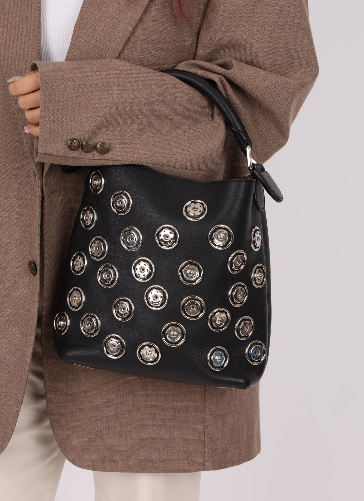 Loewe Embellished Snap Buttons Bucket Bag - FashioNica