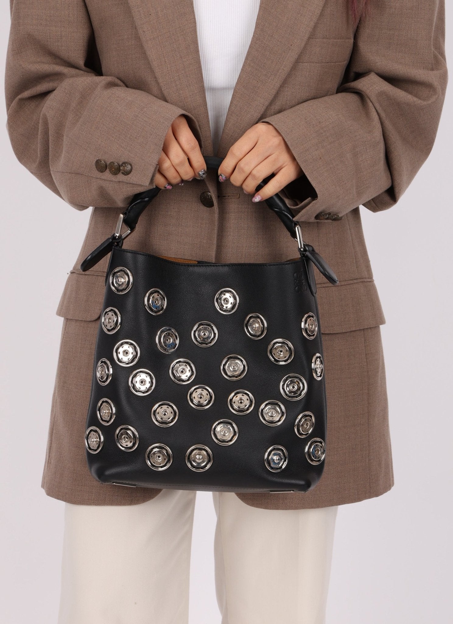 Loewe Embellished Snap Buttons Bucket Bag - FashioNica