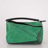 Loewe Emerald Suede Medium Puzzle Bag - FashioNica