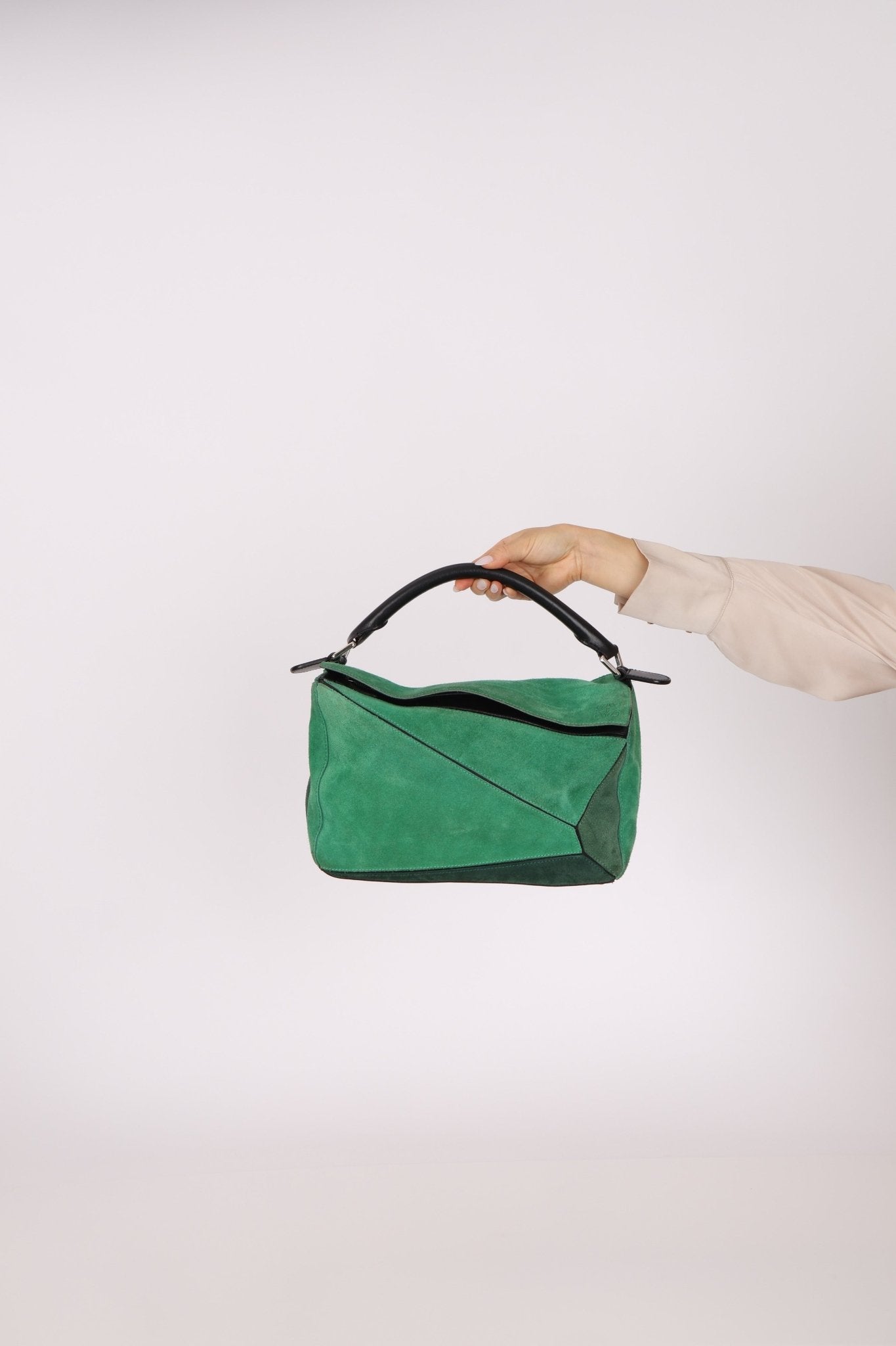 Loewe Emerald Suede Medium Puzzle Bag - FashioNica