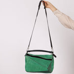 Loewe Emerald Suede Medium Puzzle Bag - FashioNica