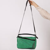 Loewe Emerald Suede Medium Puzzle Bag - FashioNica
