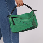 Loewe Emerald Suede Medium Puzzle Bag - FashioNica