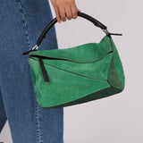 Loewe Emerald Suede Medium Puzzle Bag - FashioNica