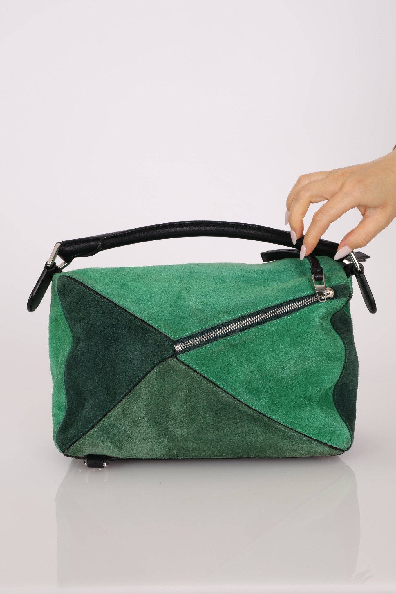 Loewe Emerald Suede Medium Puzzle Bag - FashioNica