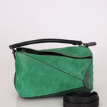 Loewe Emerald Suede Medium Puzzle Bag - FashioNica